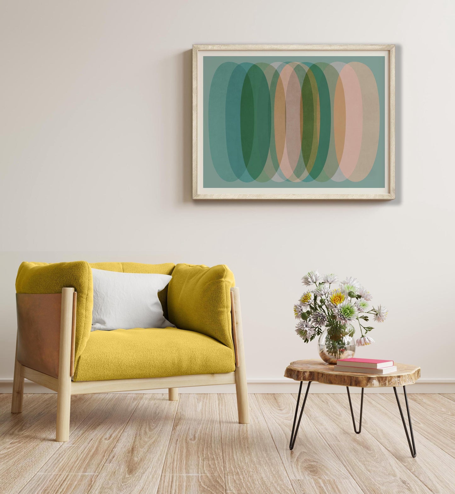 Blue and Pink Modern Boho Abstract Art Print