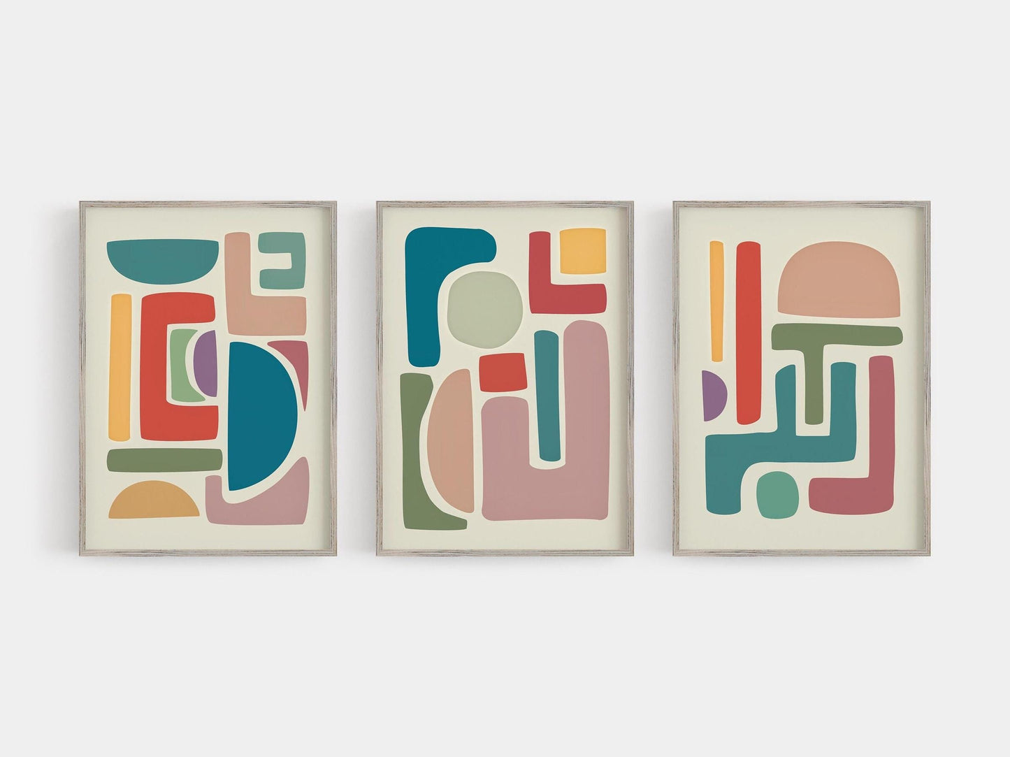 Set of 3 Colorful Abstract Modern Art Wall Prints