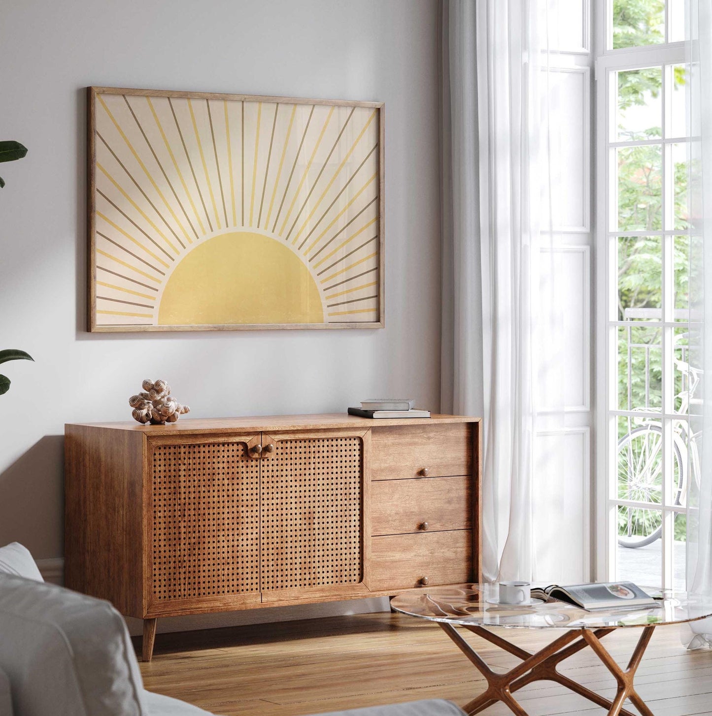 Yellow Boho Sun Wall Art Print