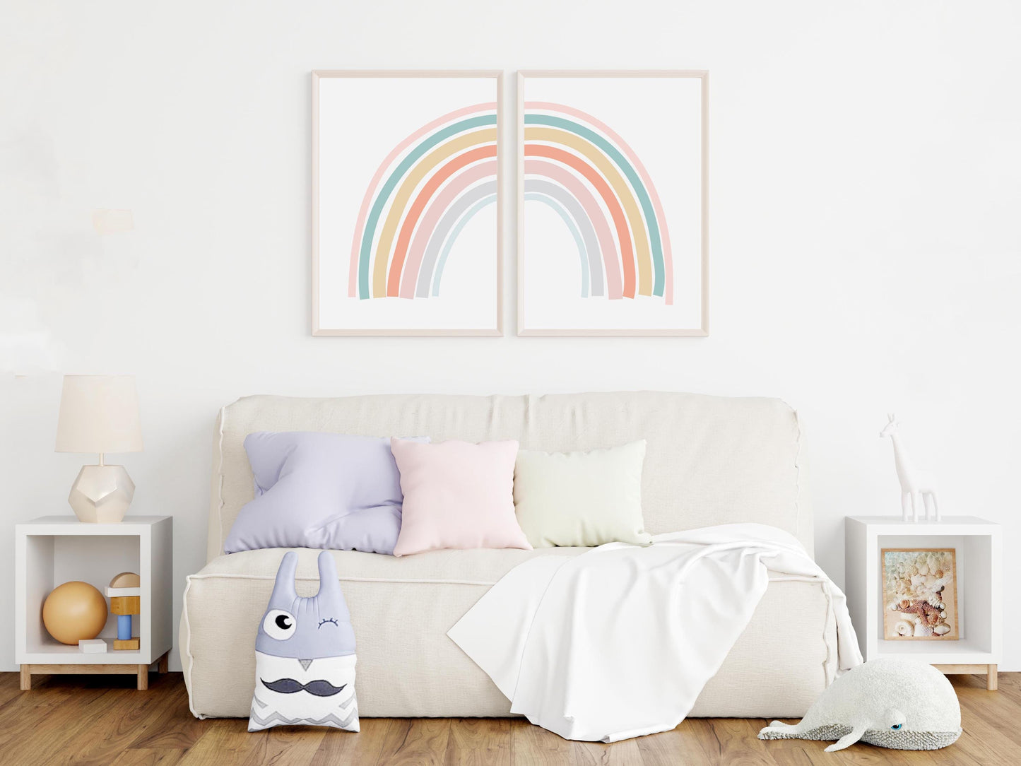 Set of 2 Rainbow Cute Boho Abstract Art Prints