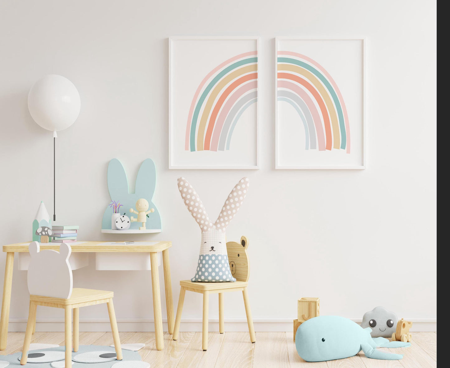 Set of 2 Rainbow Cute Boho Abstract Art Prints