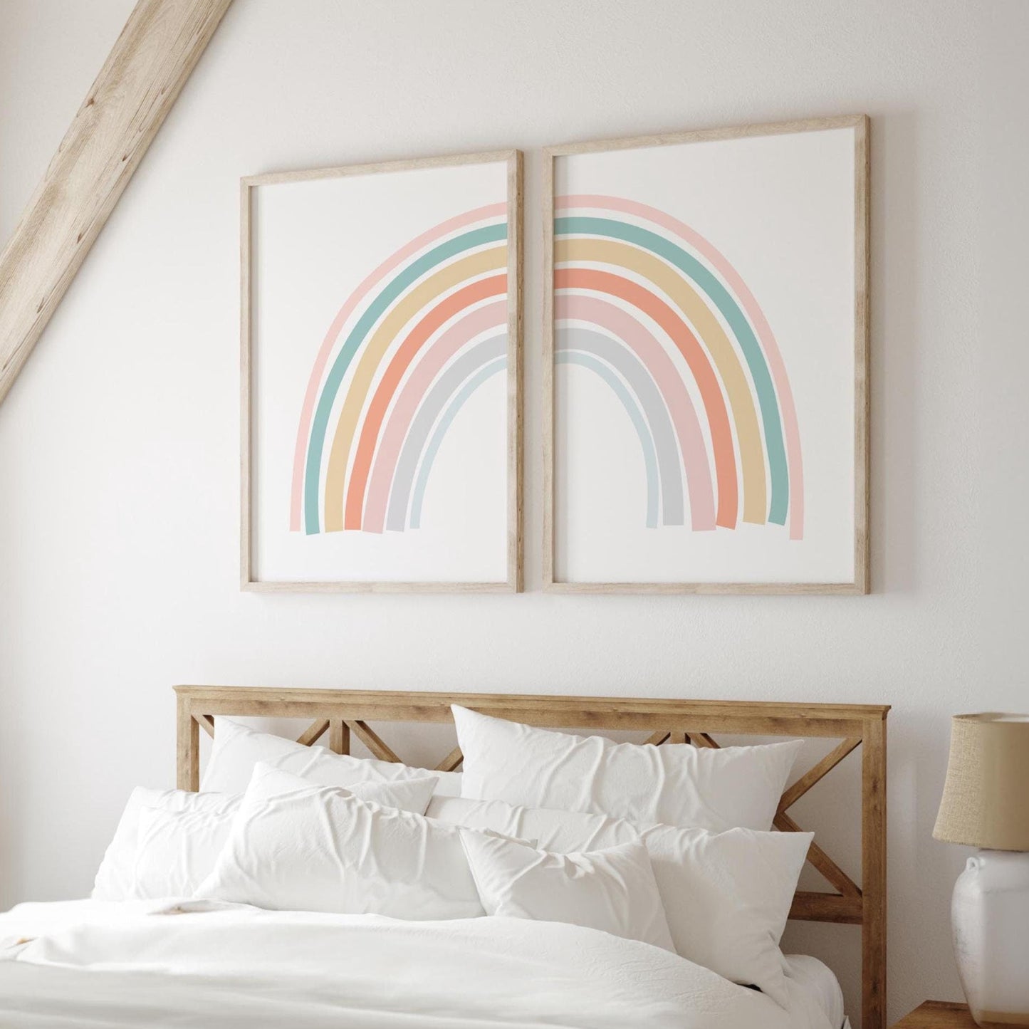 Set of 2 Rainbow Cute Boho Abstract Art Prints
