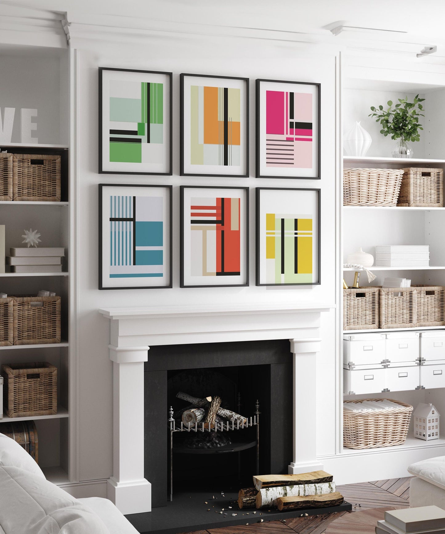 Set of 6 Colorful Geometric Art Prints