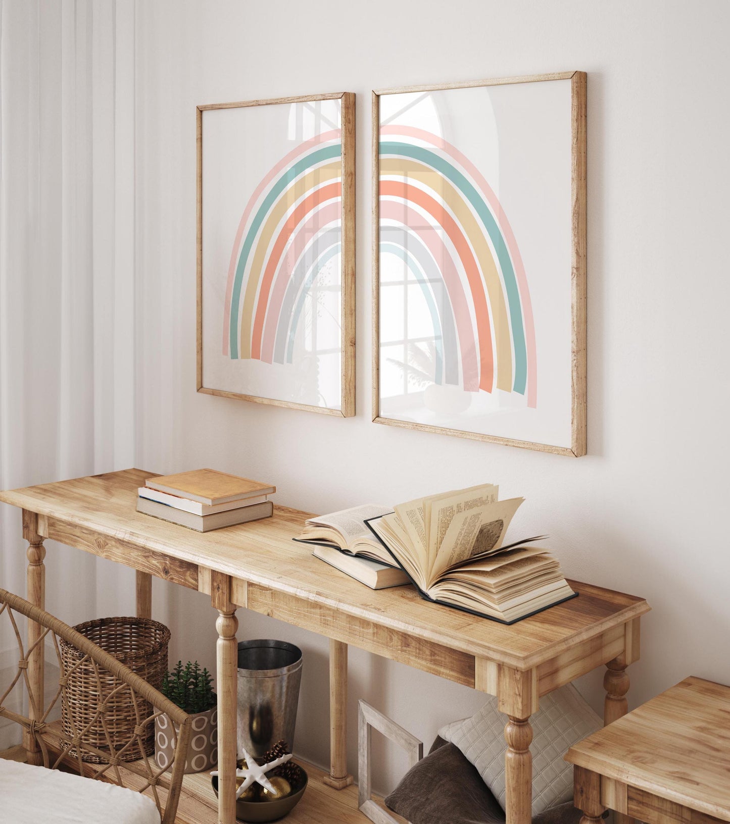 Set of 2 Rainbow Cute Boho Abstract Art Prints