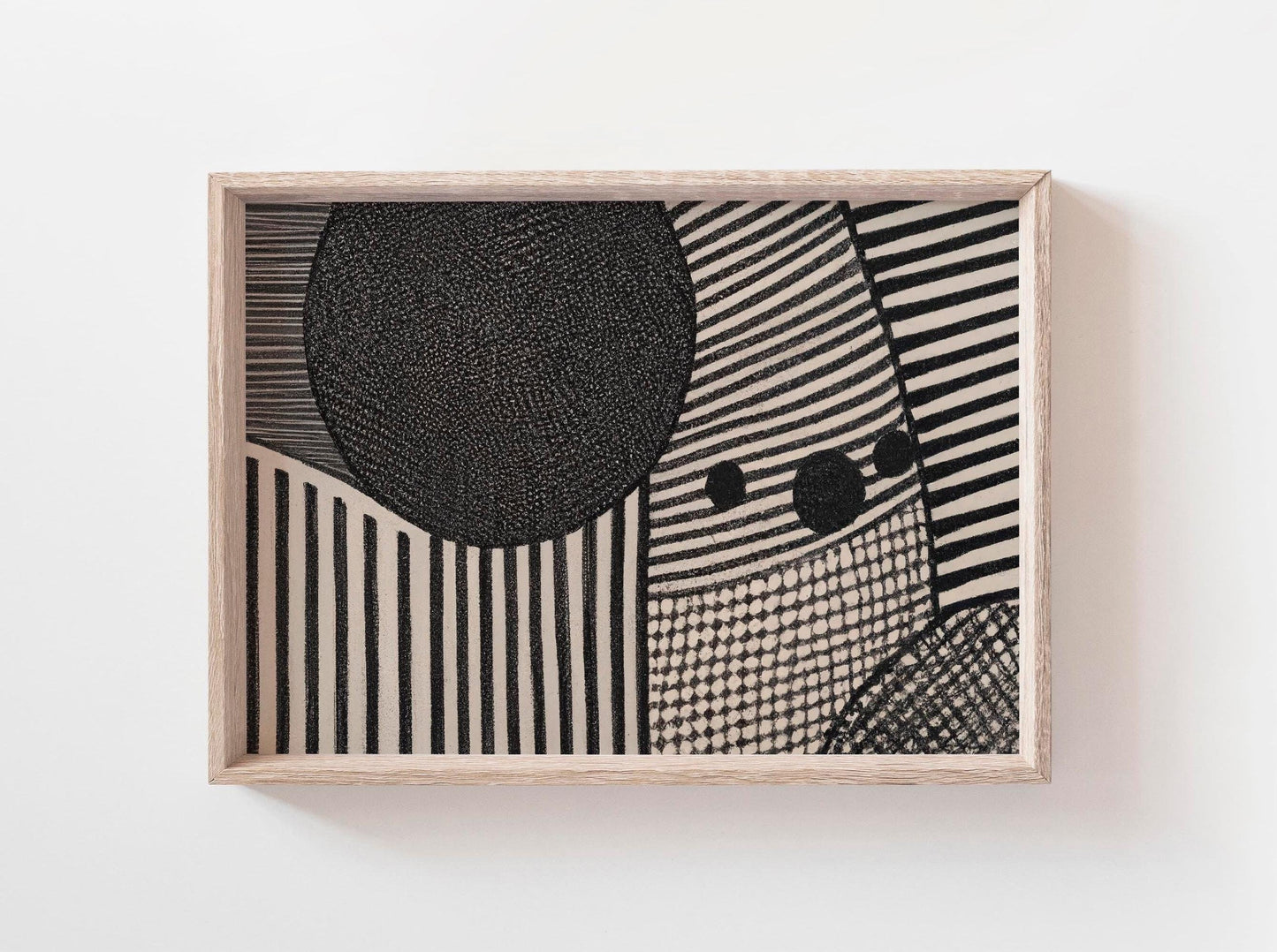 Large Black and White Abstract Line Art Illustration Print