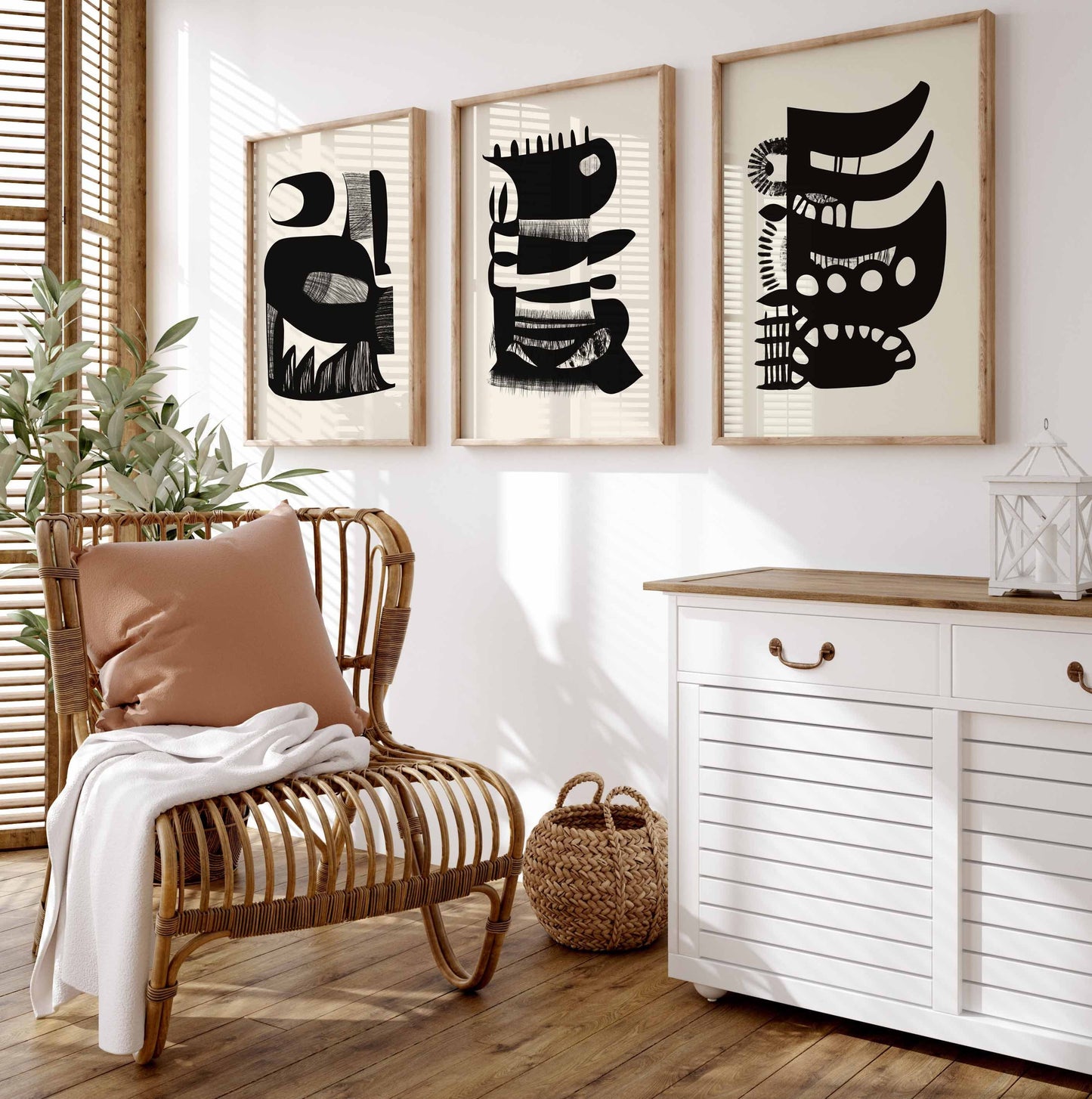 Set of 3 Cool Japandi Illustrations Wall Art Prints