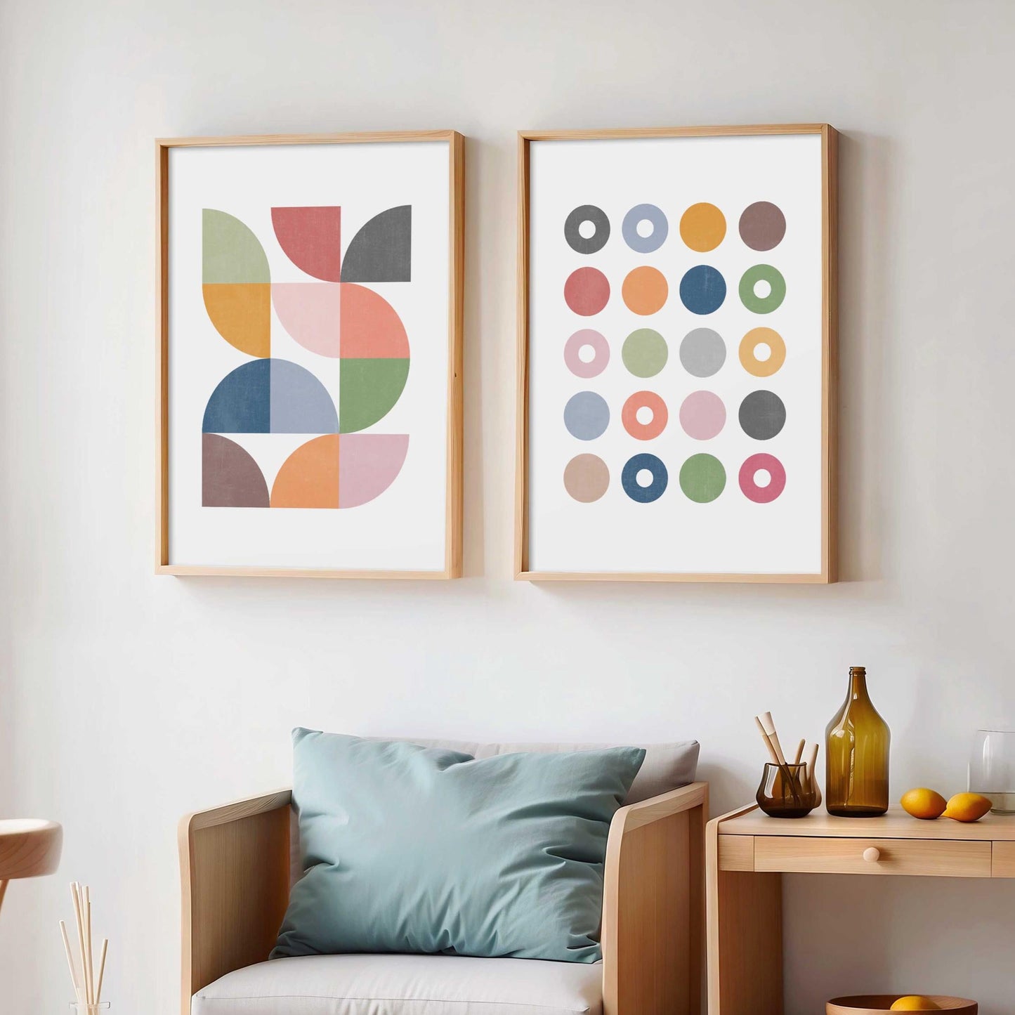 Set of 2 Fun Colorful Set of 2 Abstract Art Prints