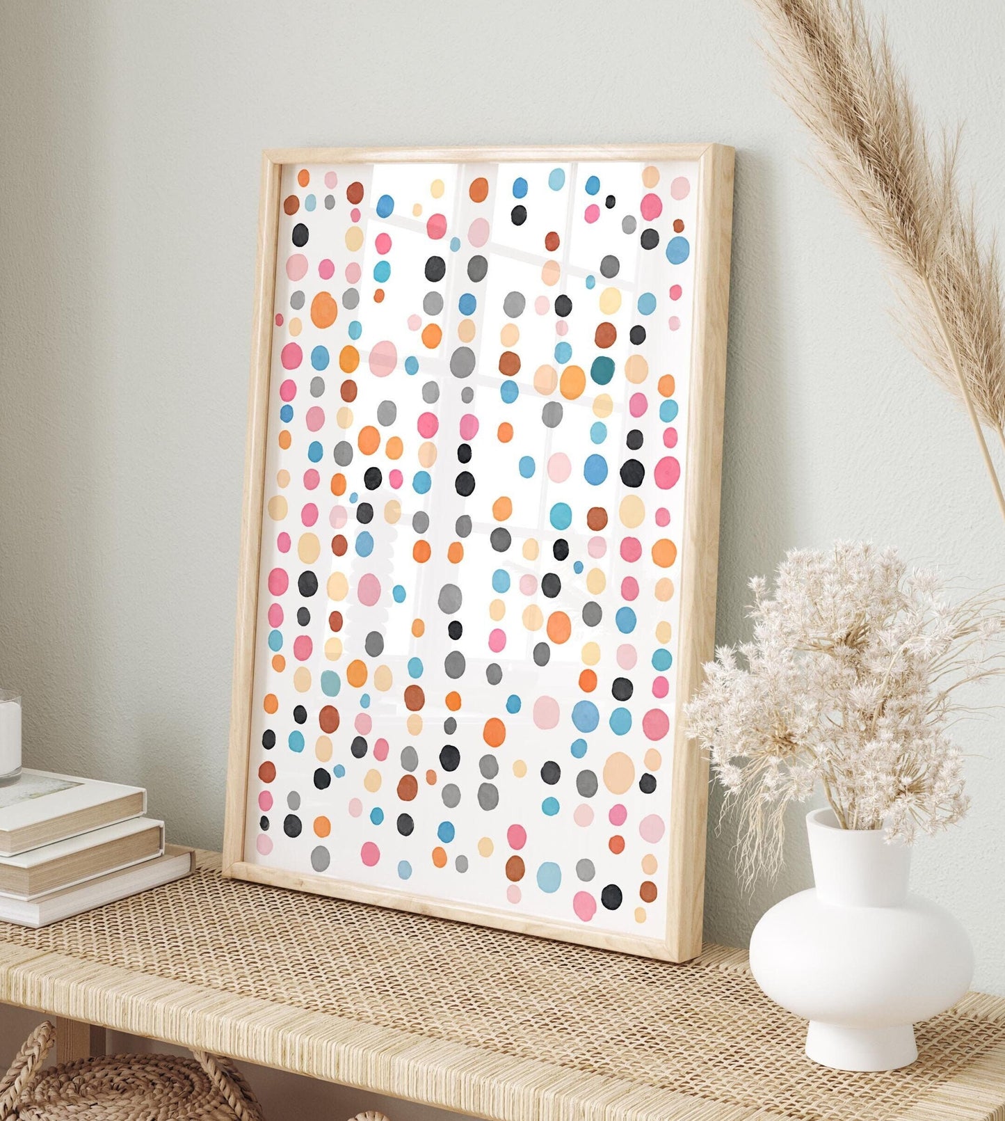 Fun Cute  and Colorful Watercolor Dots Art Print