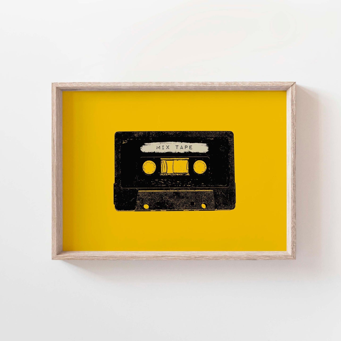Yellow Retro Cassette Tape Art Print