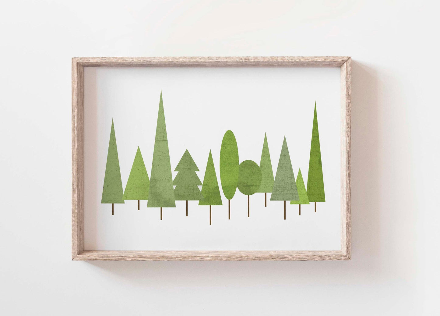 Boho Abstract Green Scandi Trees Art Print