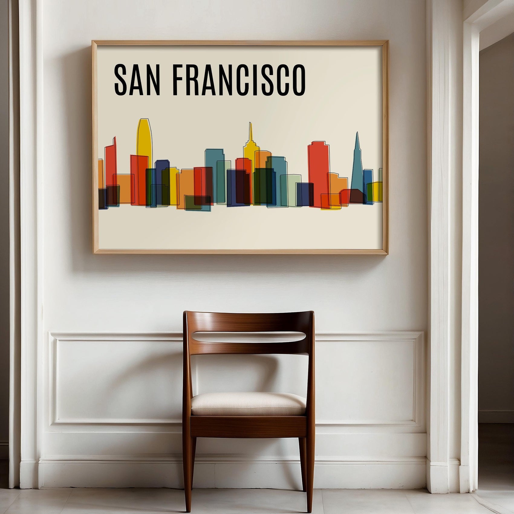 Colorful SAN FRANCISCO Skyline Print - Colorful Mid Century City Wall Art