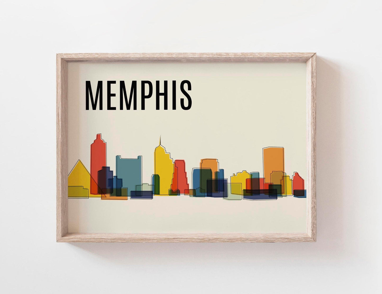 Colorful MEMPHIS Mid Century Skyline Wall Art Print