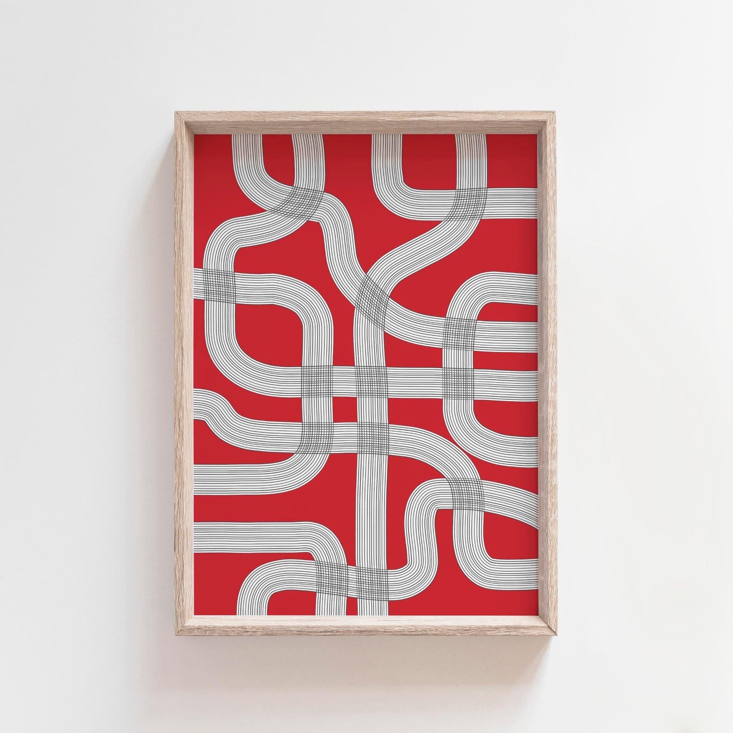 Red Geometric Abstract Wall Art Print