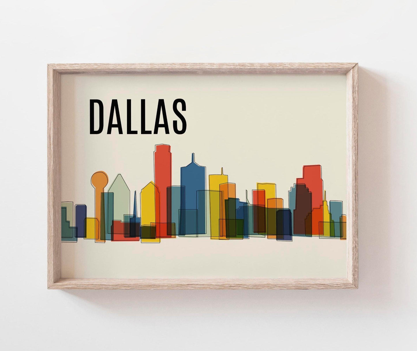 Bold Mid Century Cityscape DALLAS Art Print