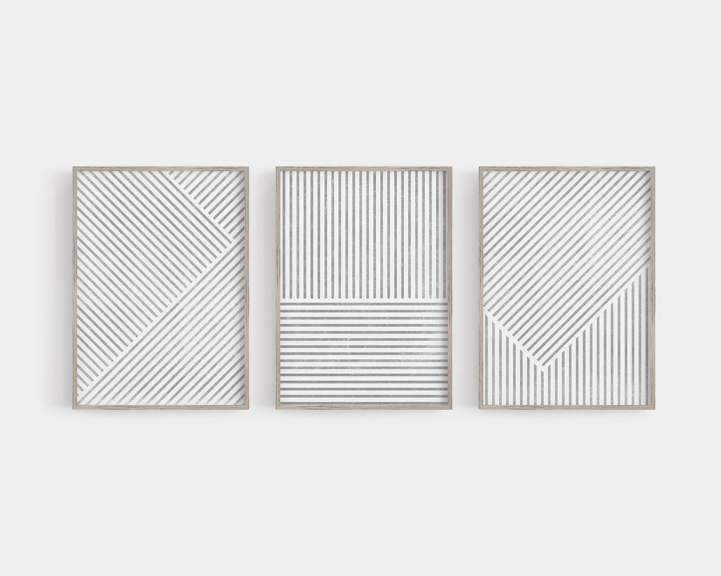 Set of 3 Black White Abstract Line Art Prints