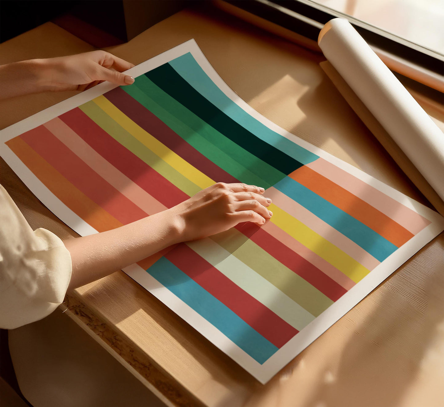 Bright Colorful Abstract Striped Print