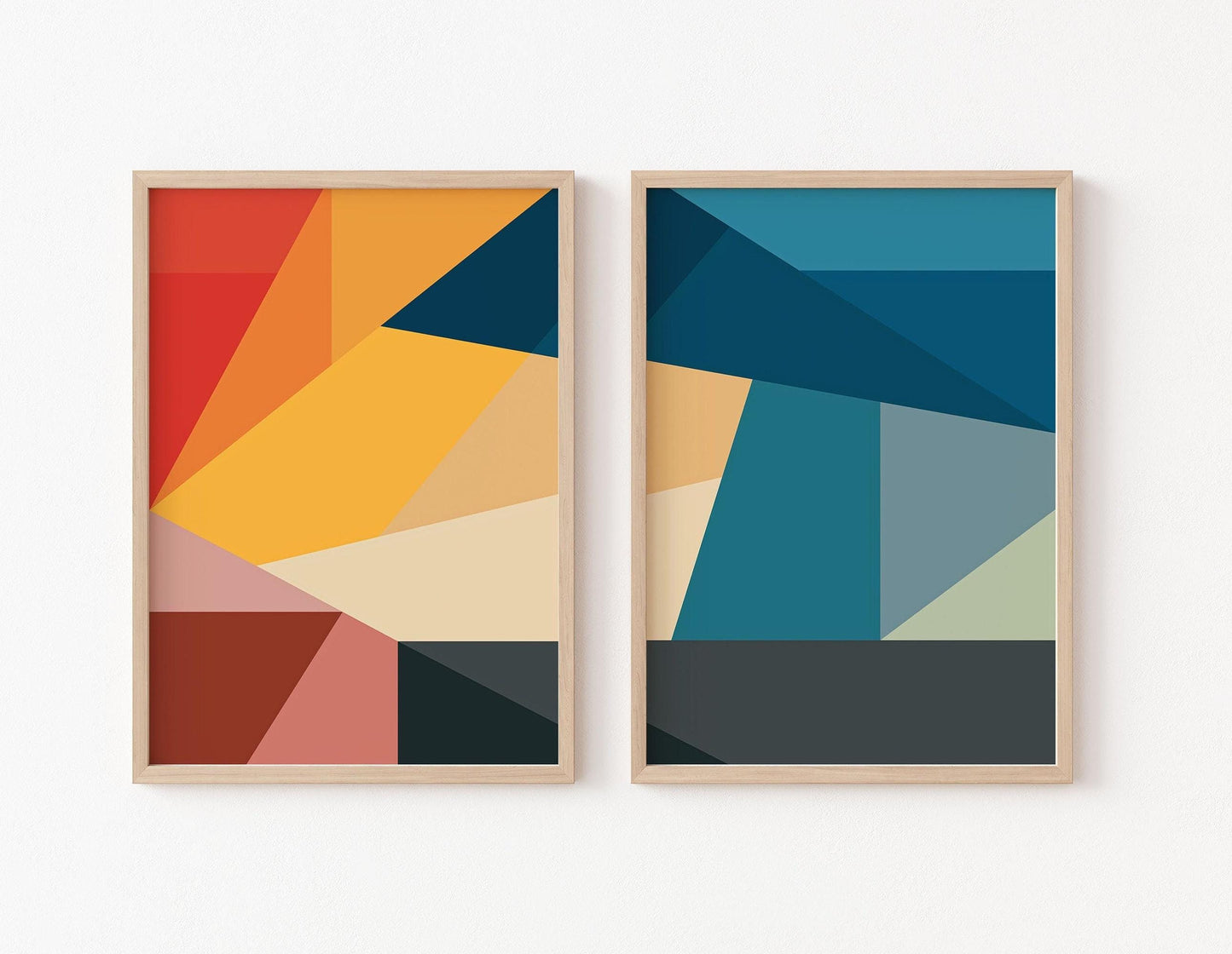 Set of 2 Modern Abstract Art Colorful Prints