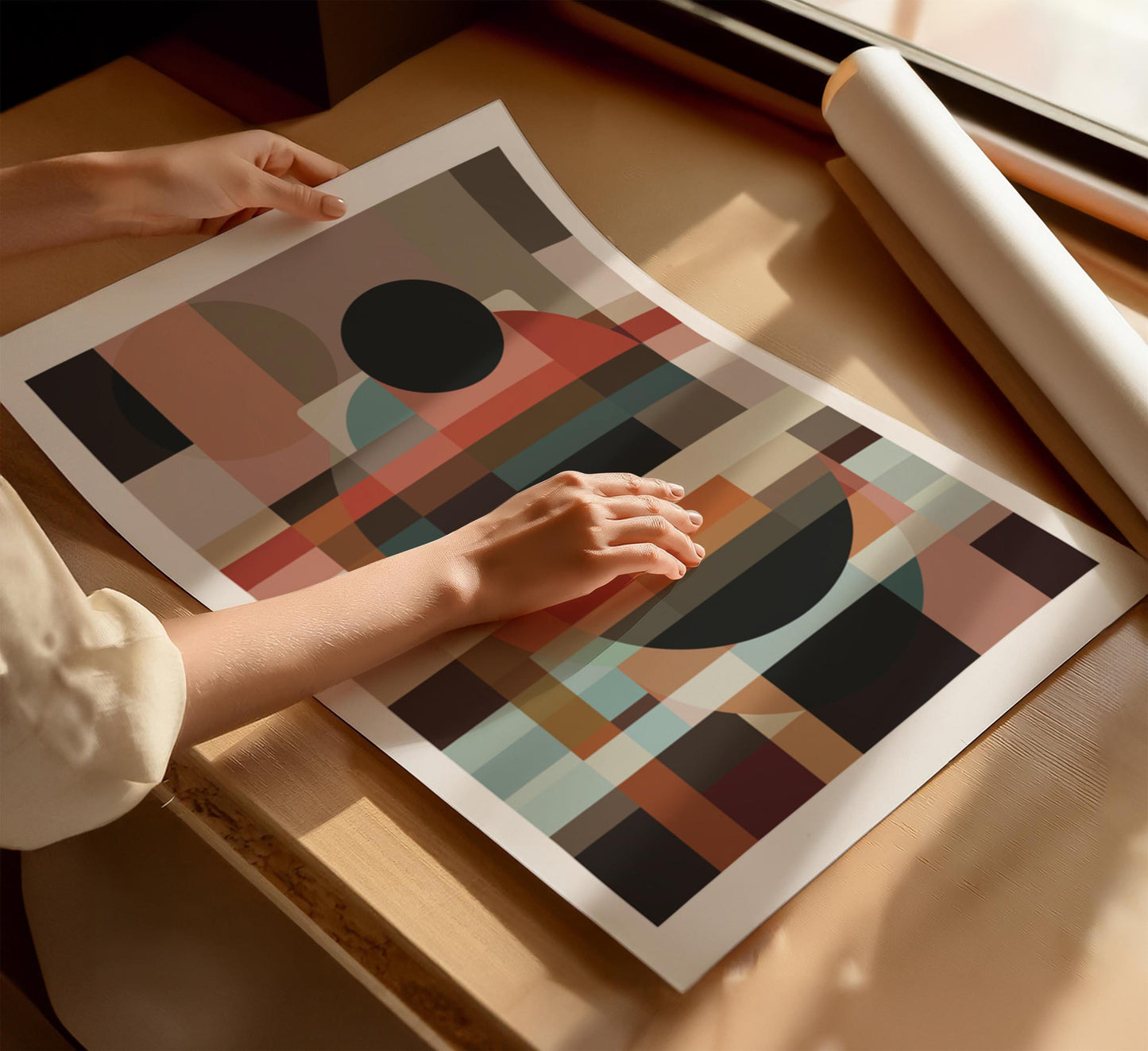 Earth Tones Geometric Abstract Wall Art Print