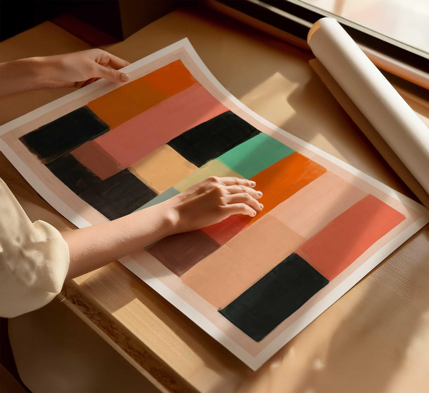 Color Block Wall Art - Boho Modern Abstract Painting Art Print