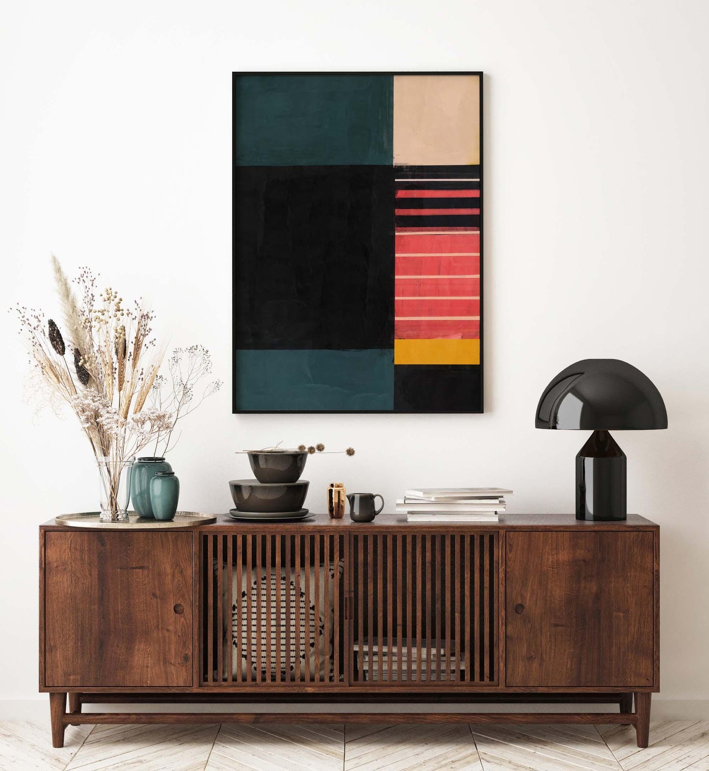 Set of 2 Abstract Mid Century Modern Painting Prints - Colorful Home Decor