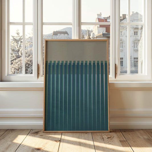 Boho Modern Blue and Grey Line Art Print