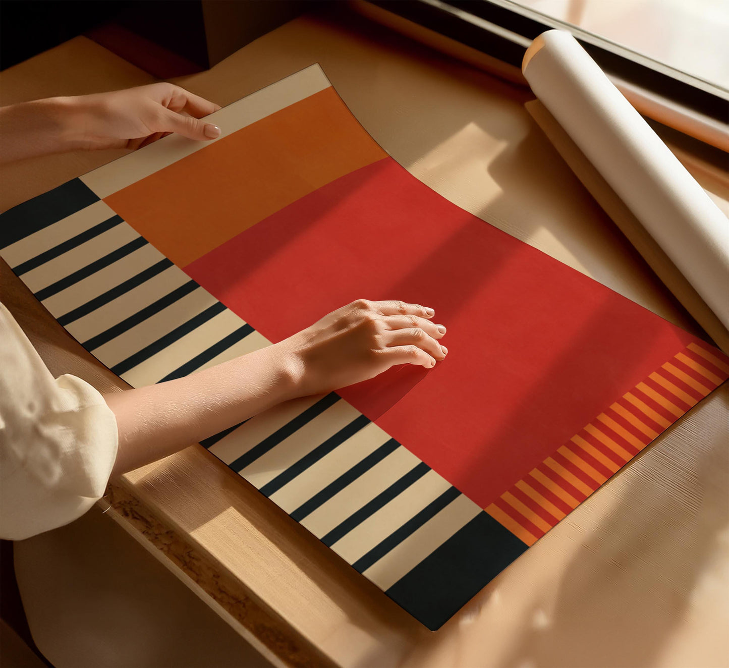 Modern Color Block Cool Art Print, Warm Tones