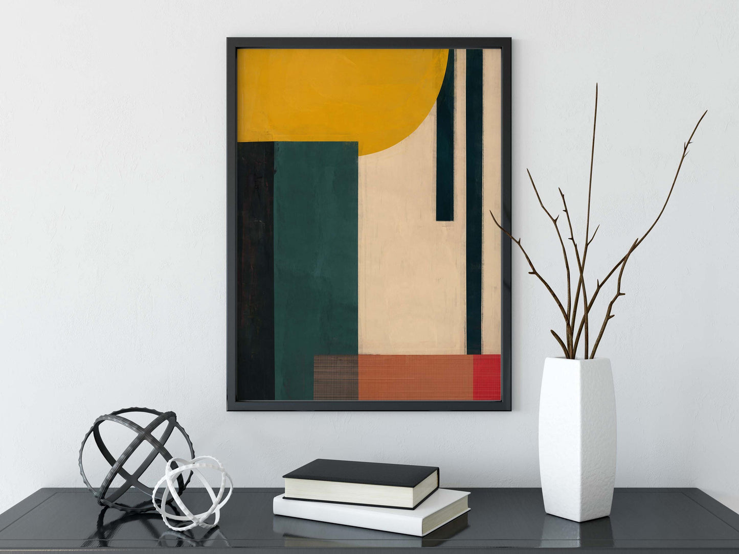 Set of 2 Abstract Mid Century Modern Painting Prints - Colorful Home Decor
