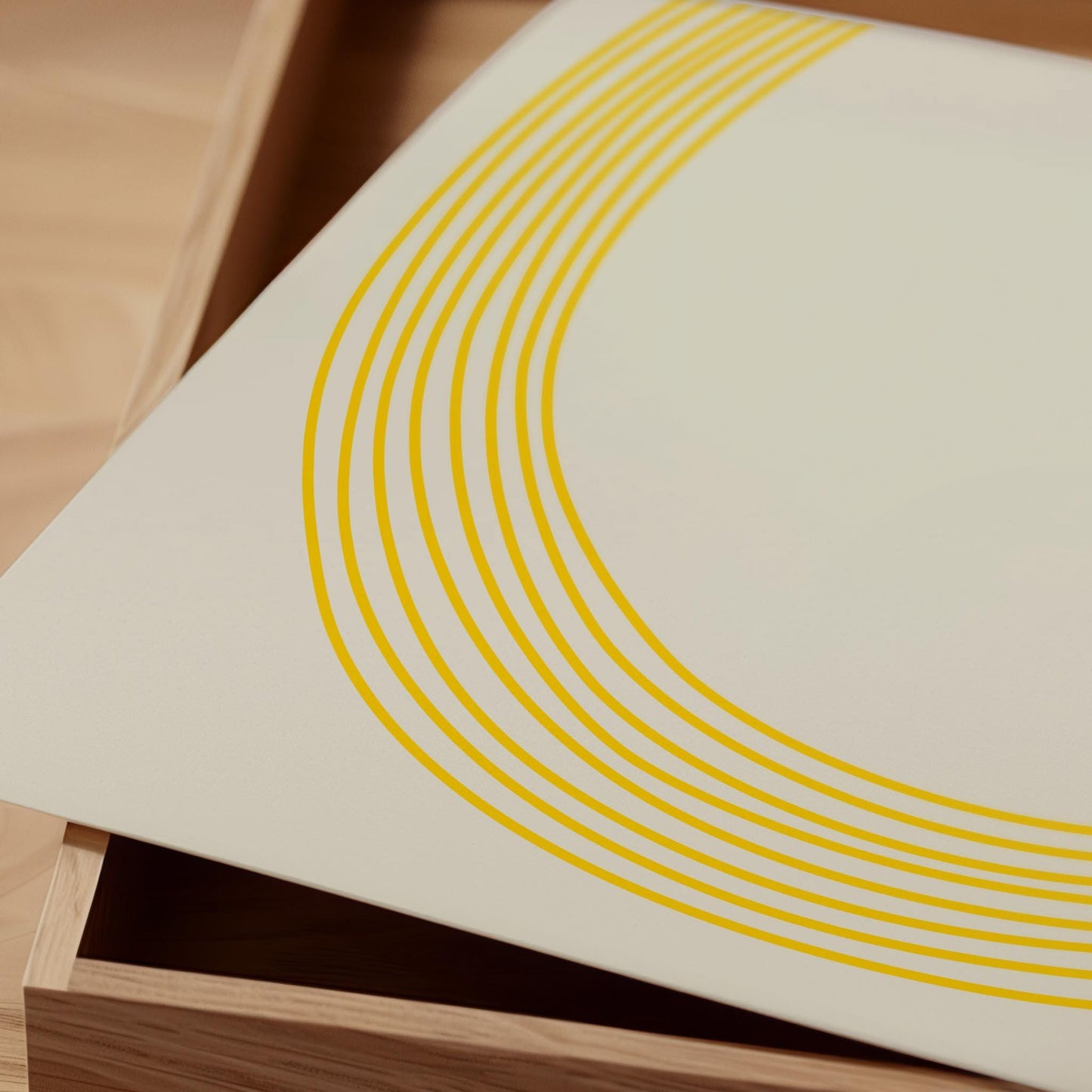 Fun Yellow Circle Line Art - Minimal Abstract Sun Square Print