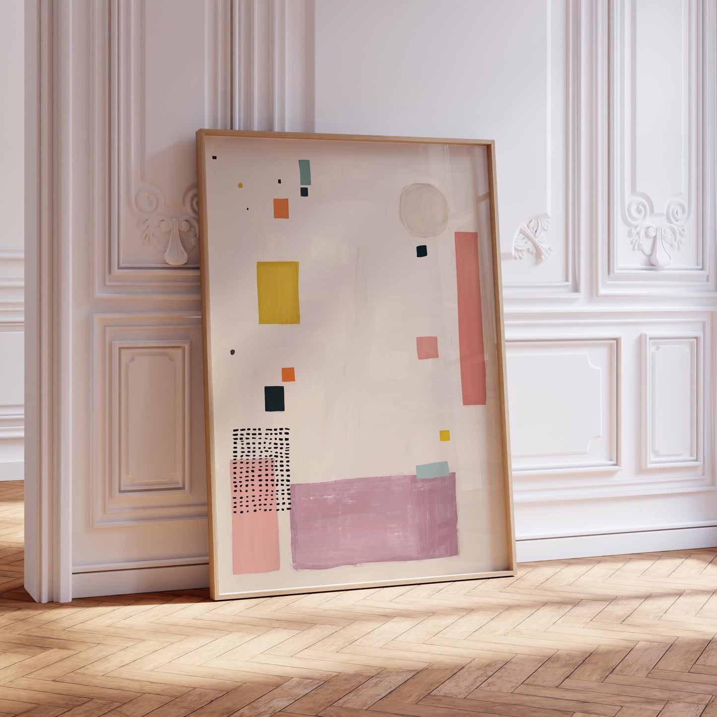 Set of 2 Cute Pastel Paintings - Modern Abstract Wall Art in Soft Pastels