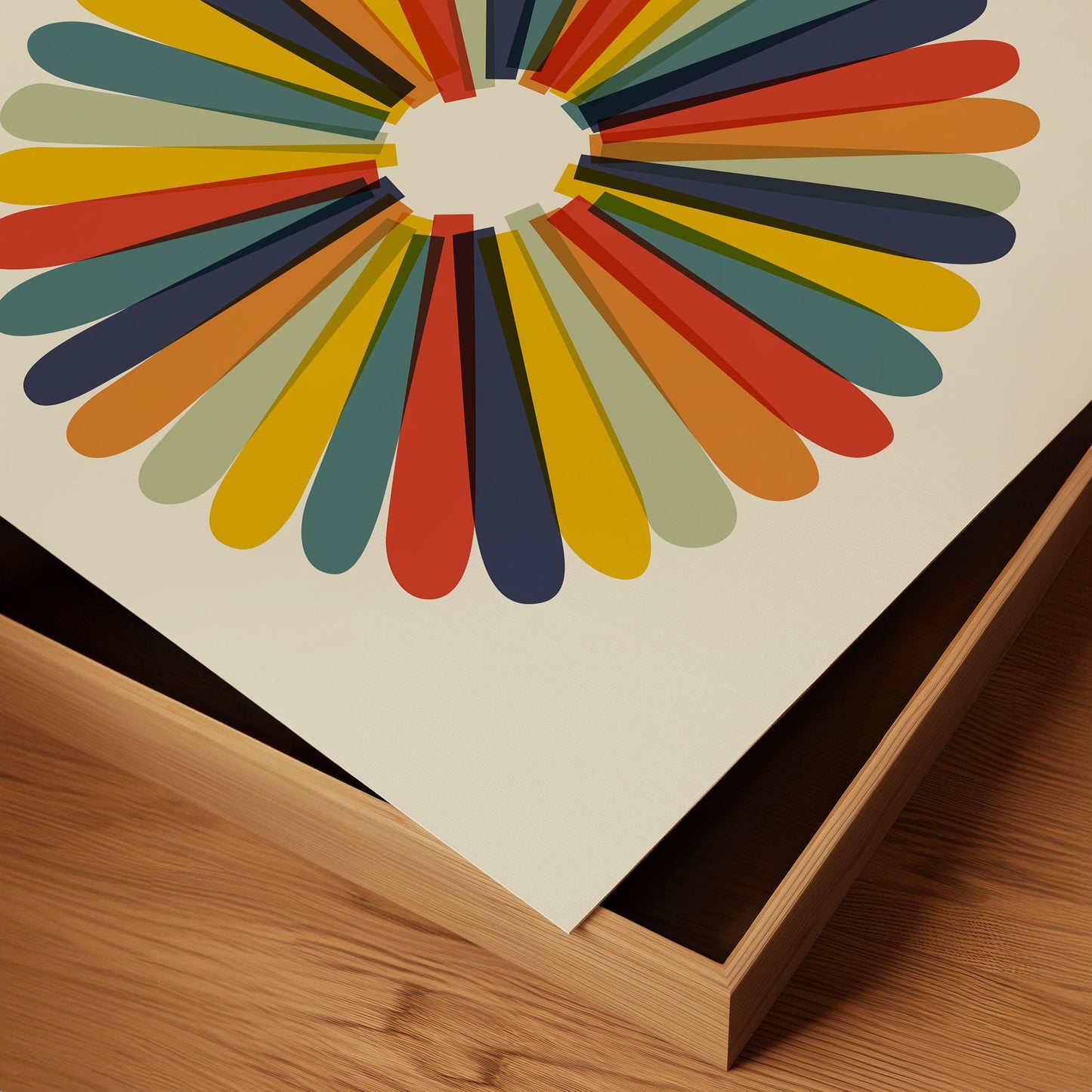 Colorful Retro Abstract Flower - Square Art Print