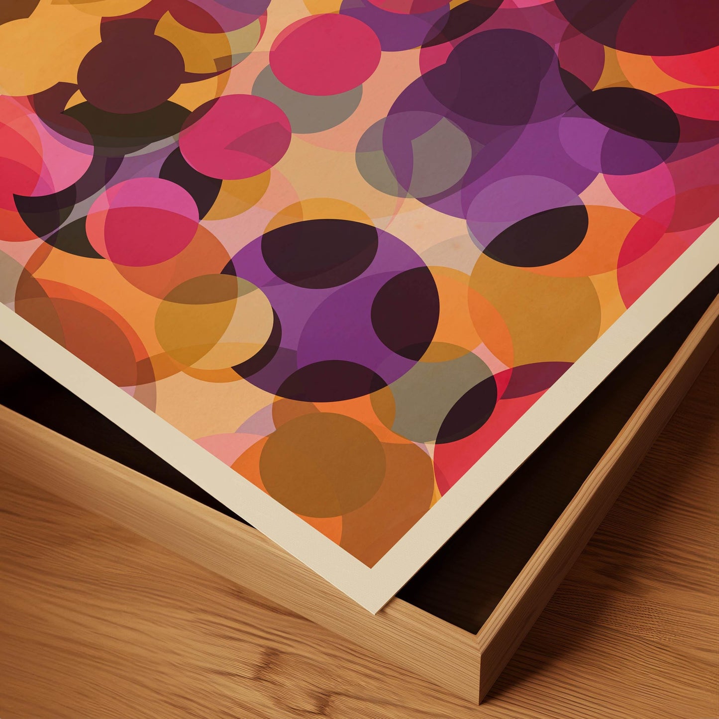 Abstract Circle Pattern Print - Warm Color Square Art