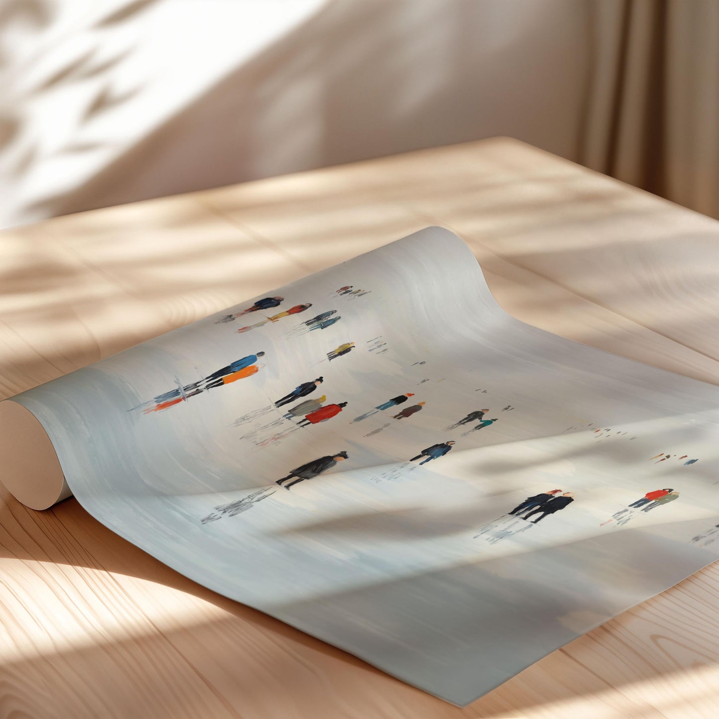 Minimalist Abstract Painting of Beach Strollers