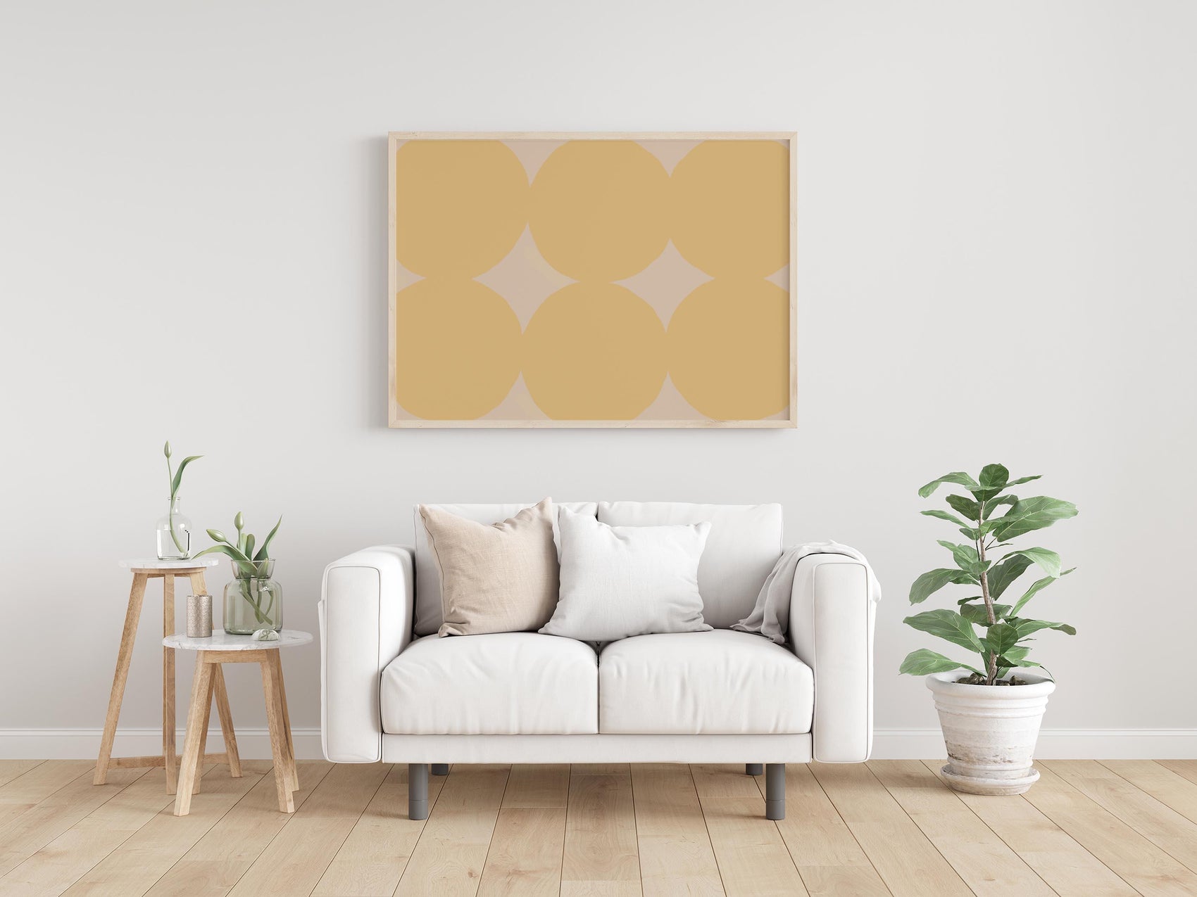 Soft Yellow Abstract Circles Art