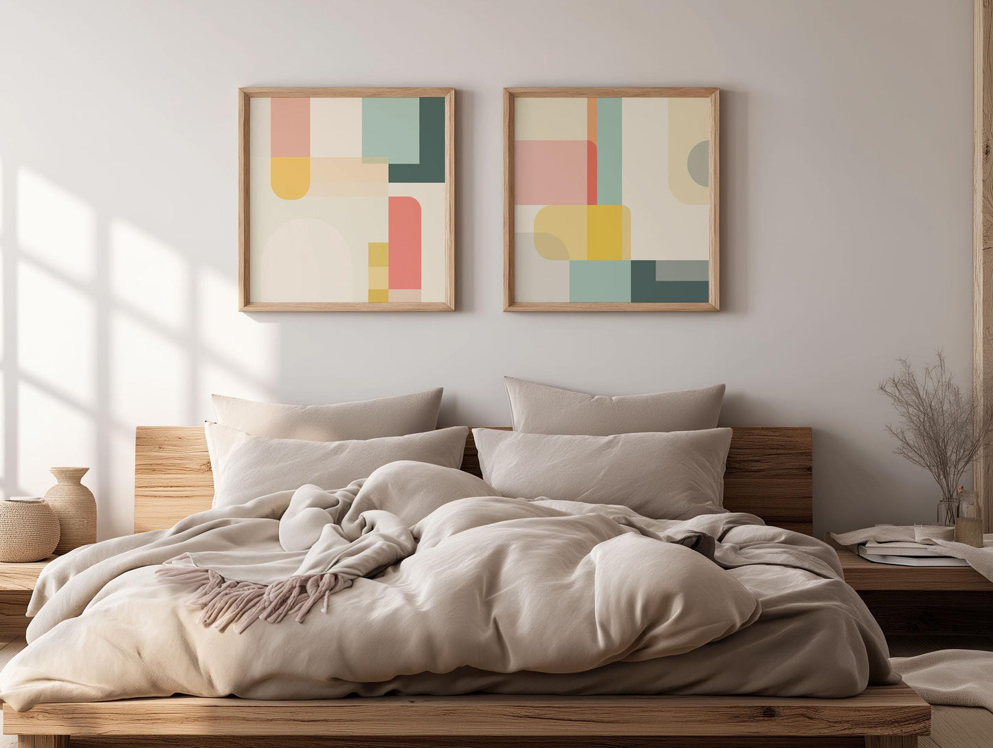 Set of 2 Pastel Geometric Square Prints