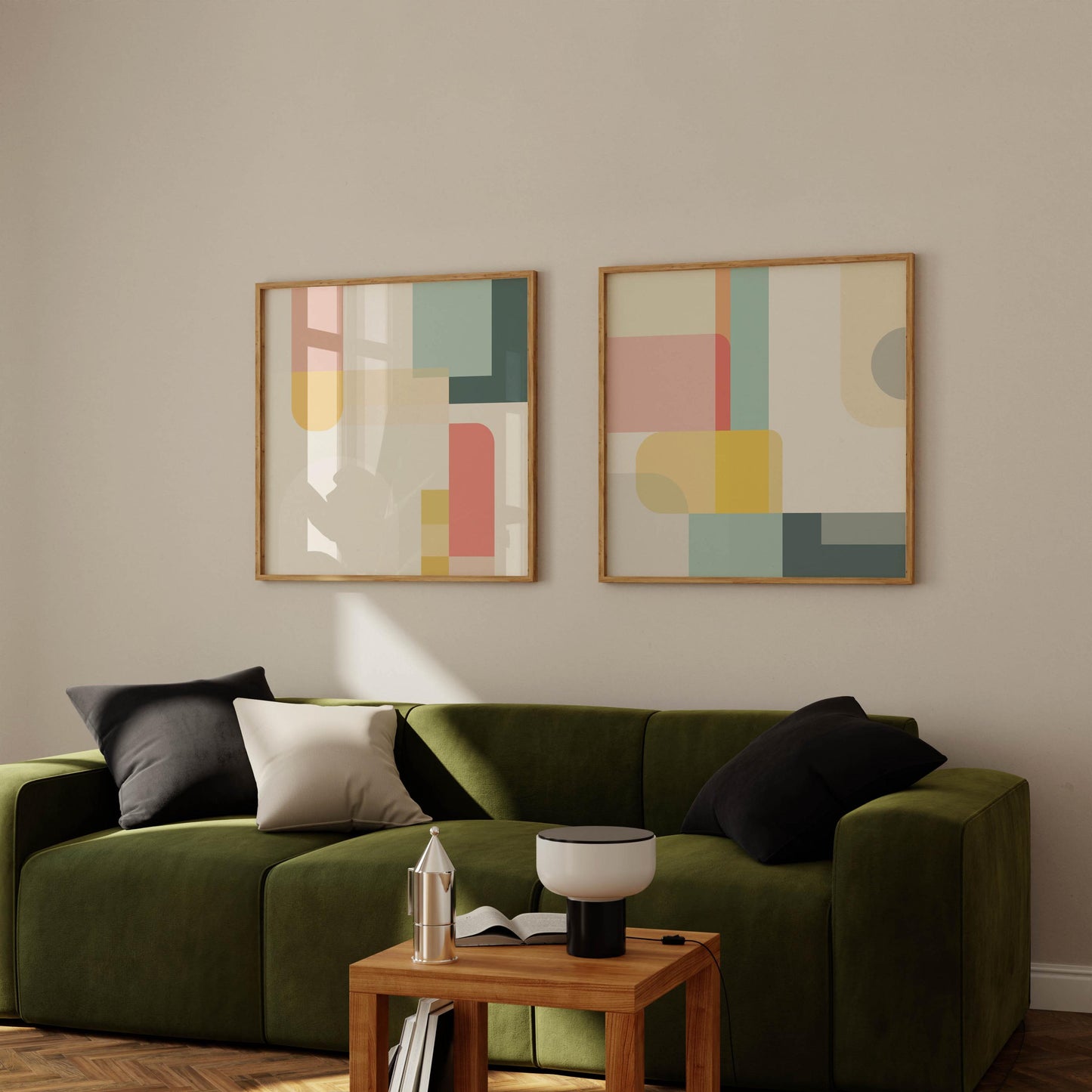 Set of 2 Pastel Geometric Square Prints
