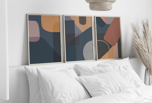 Set of 3 Abstract Painting Prints - Modern Boho Wall Art