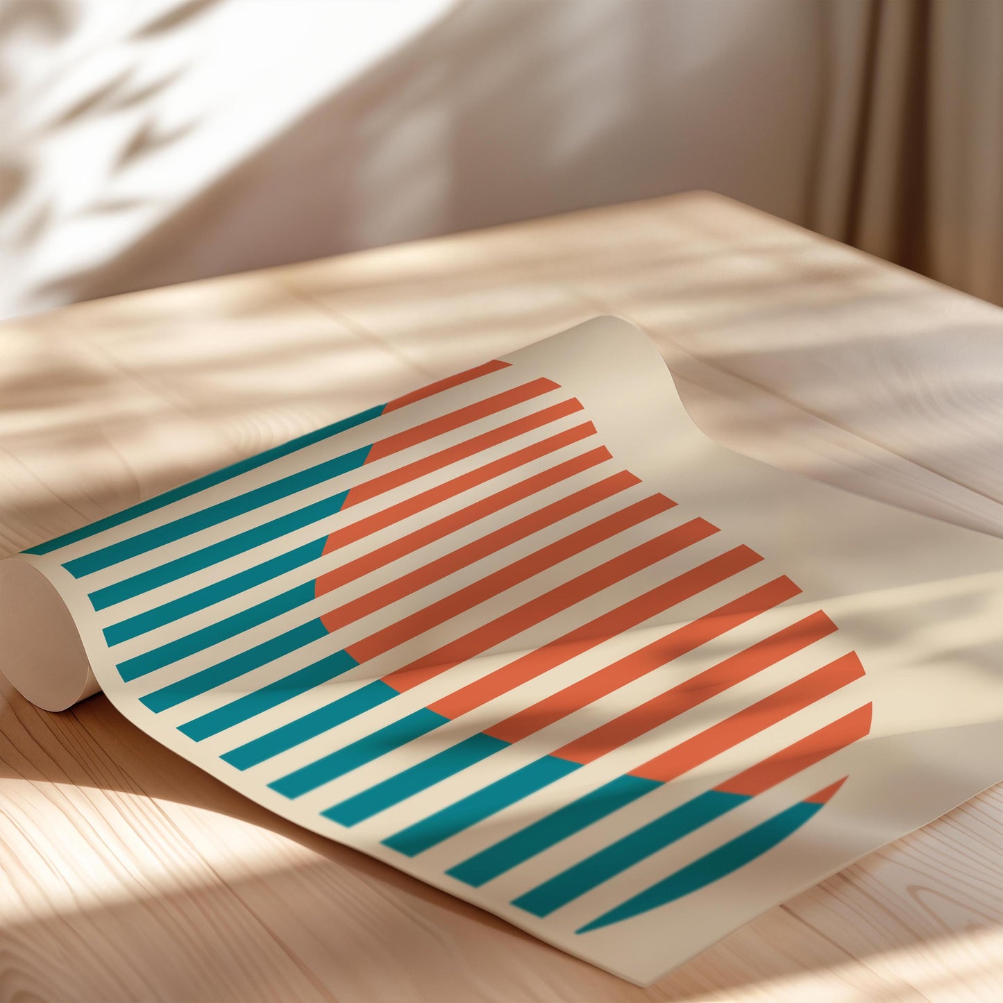 Set of 3 Turquoise and Vintage Red Abstract Prints