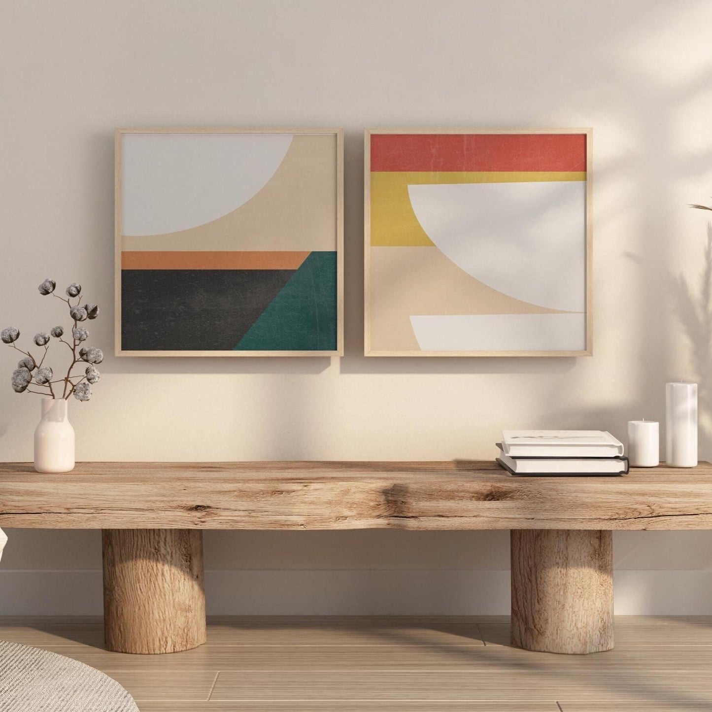 Set of 2 Mid Century Modern Square Art Prints
