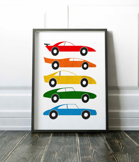 Colorful Kids Retro Car Art Print