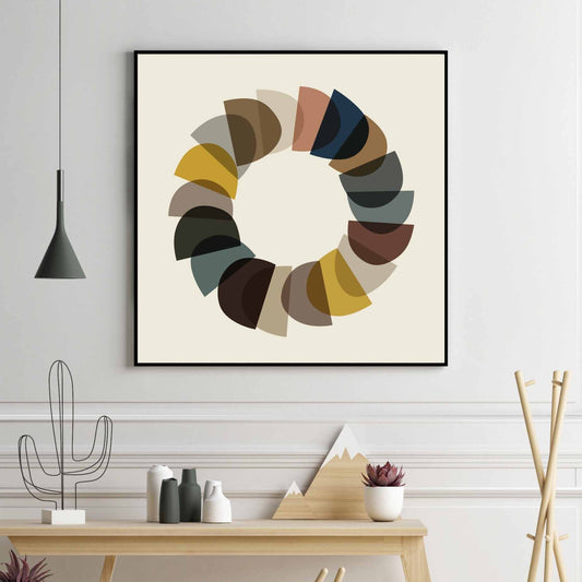 Cool Abstract Square Print in Mid-Century Modern Colors