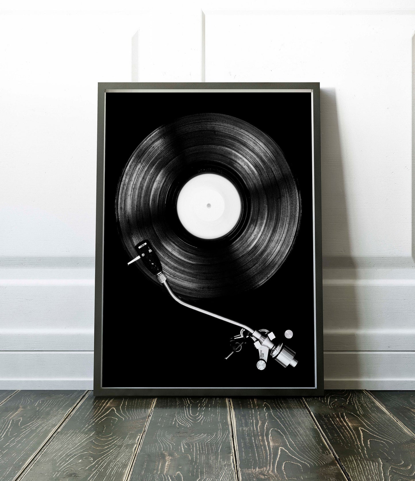 Cool Black and White Photographic Record Player Print