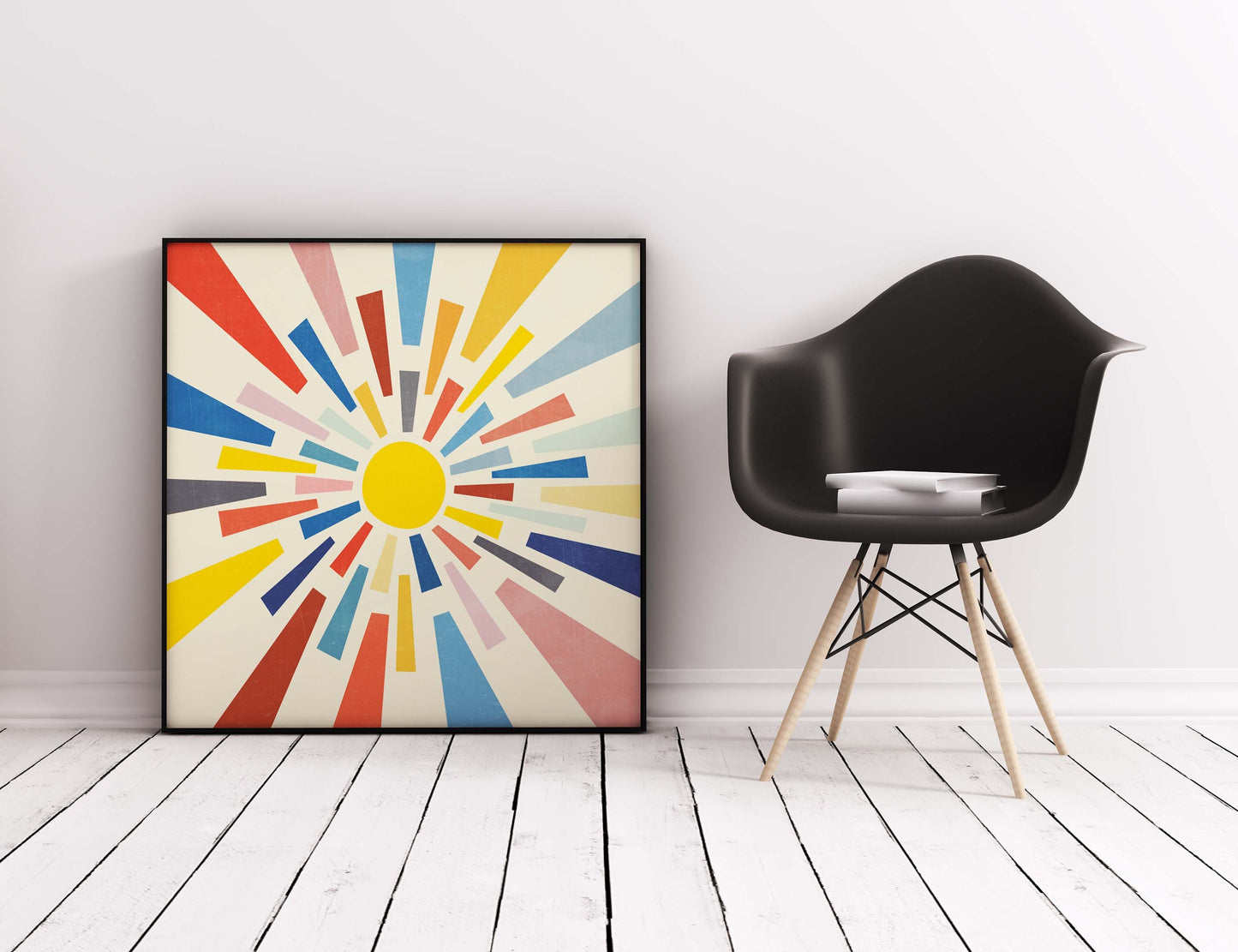 Colorful Retro Sunburst Square Art Print