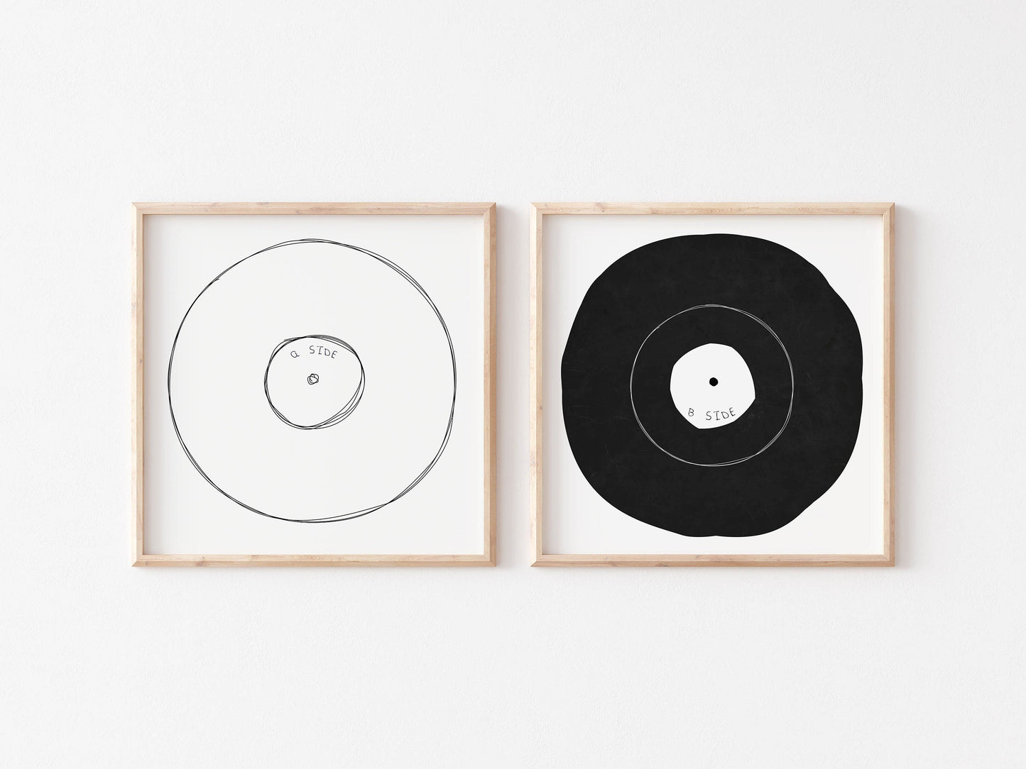Set of 2 Minimal Abstract Vinyl Art, Square Prints
