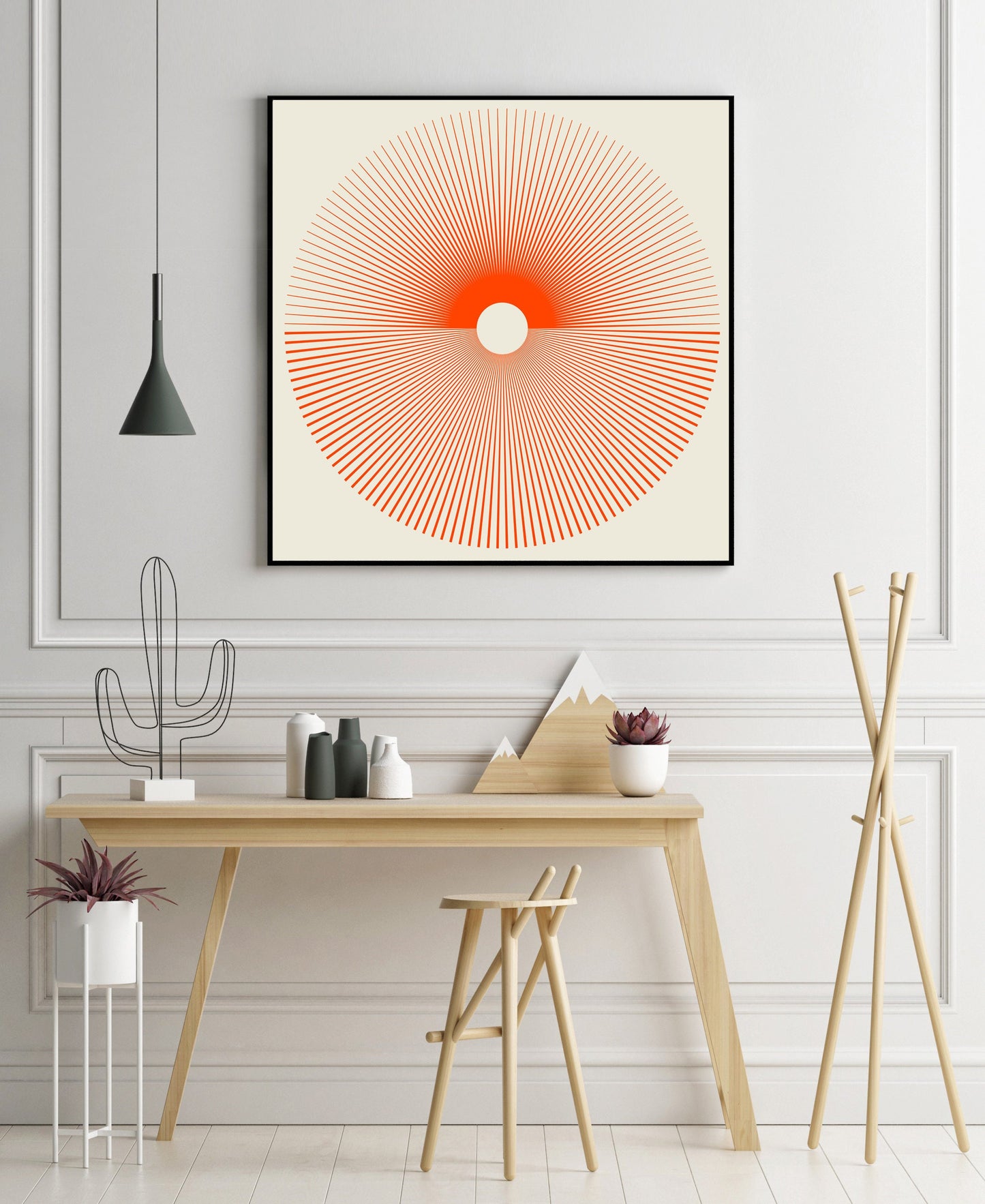 Red Sun Burst Print Sun Print Boho Sun Wall Art Modern Abstract Line Art Boho Modern Wall Decor Sunshine Print Mid Century Poster Square Art