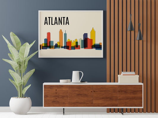 Colorful ATLANTA Skyline Wall Art Print