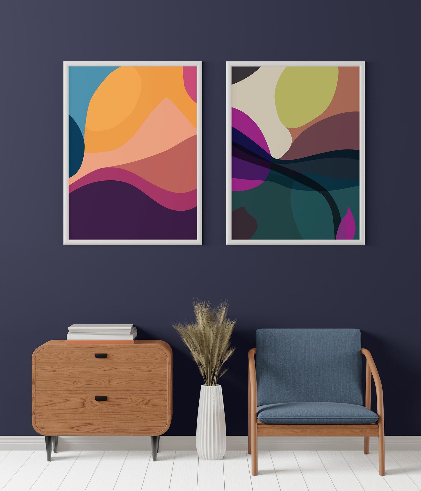 Set of 2 Boho Modern Abstract Art Prints