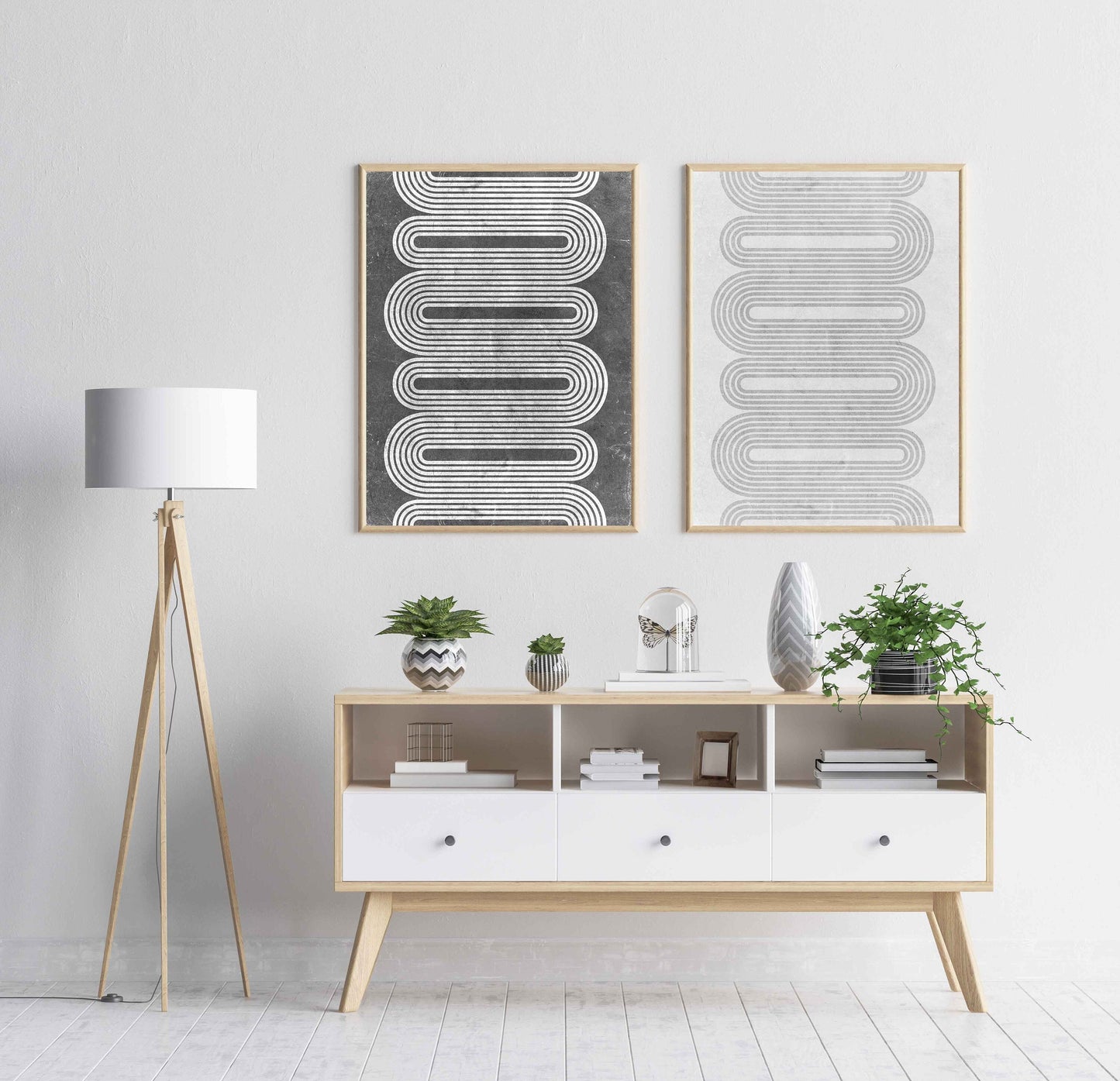 Set of 2 Cool Modern Lightly Textured Art Prints