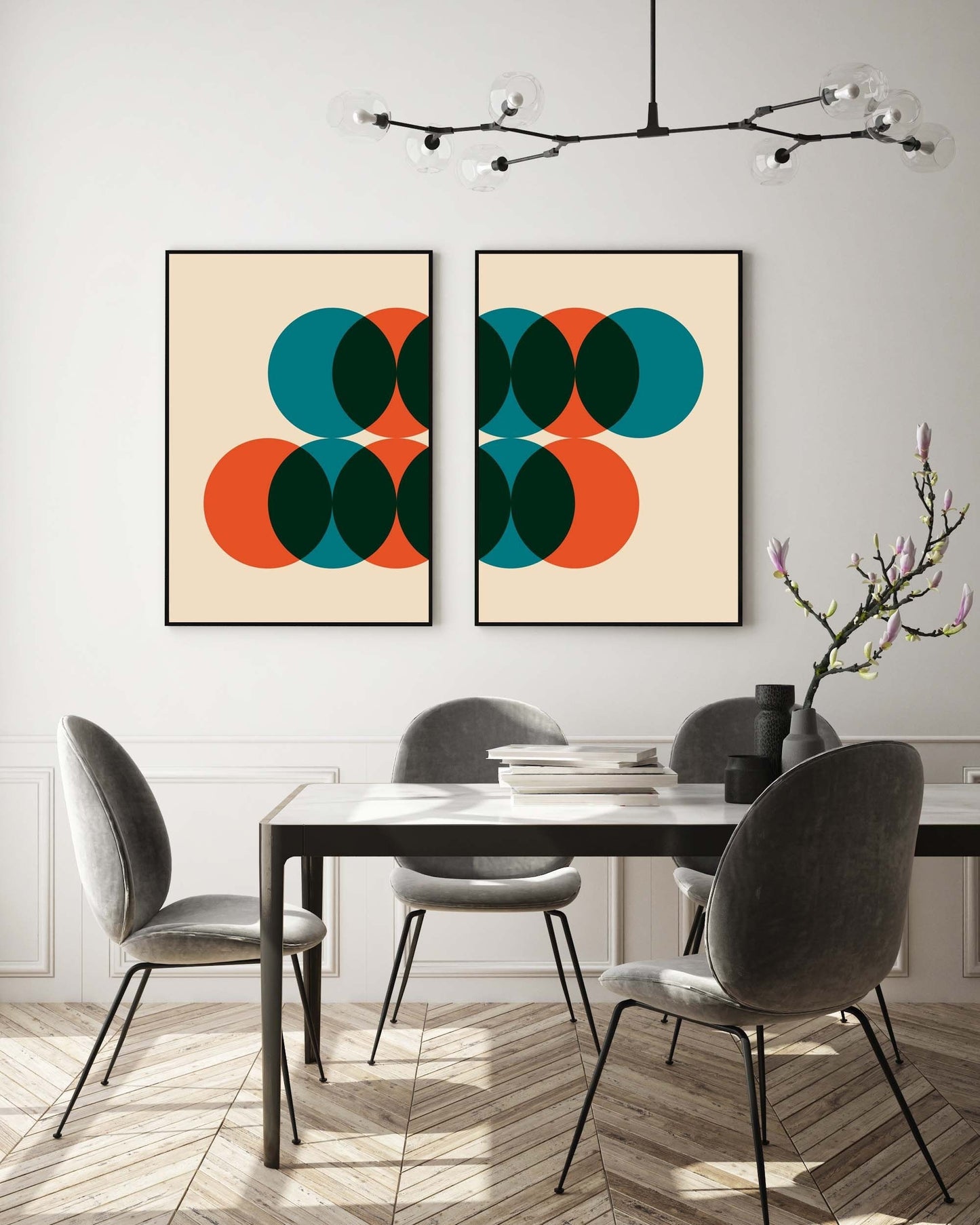 Set of 2 Retro Circles Poster Prints