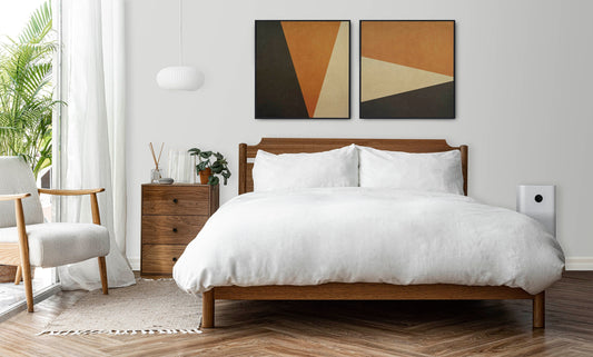 Set of 2 Neutral Abstract Geometric Square Prints