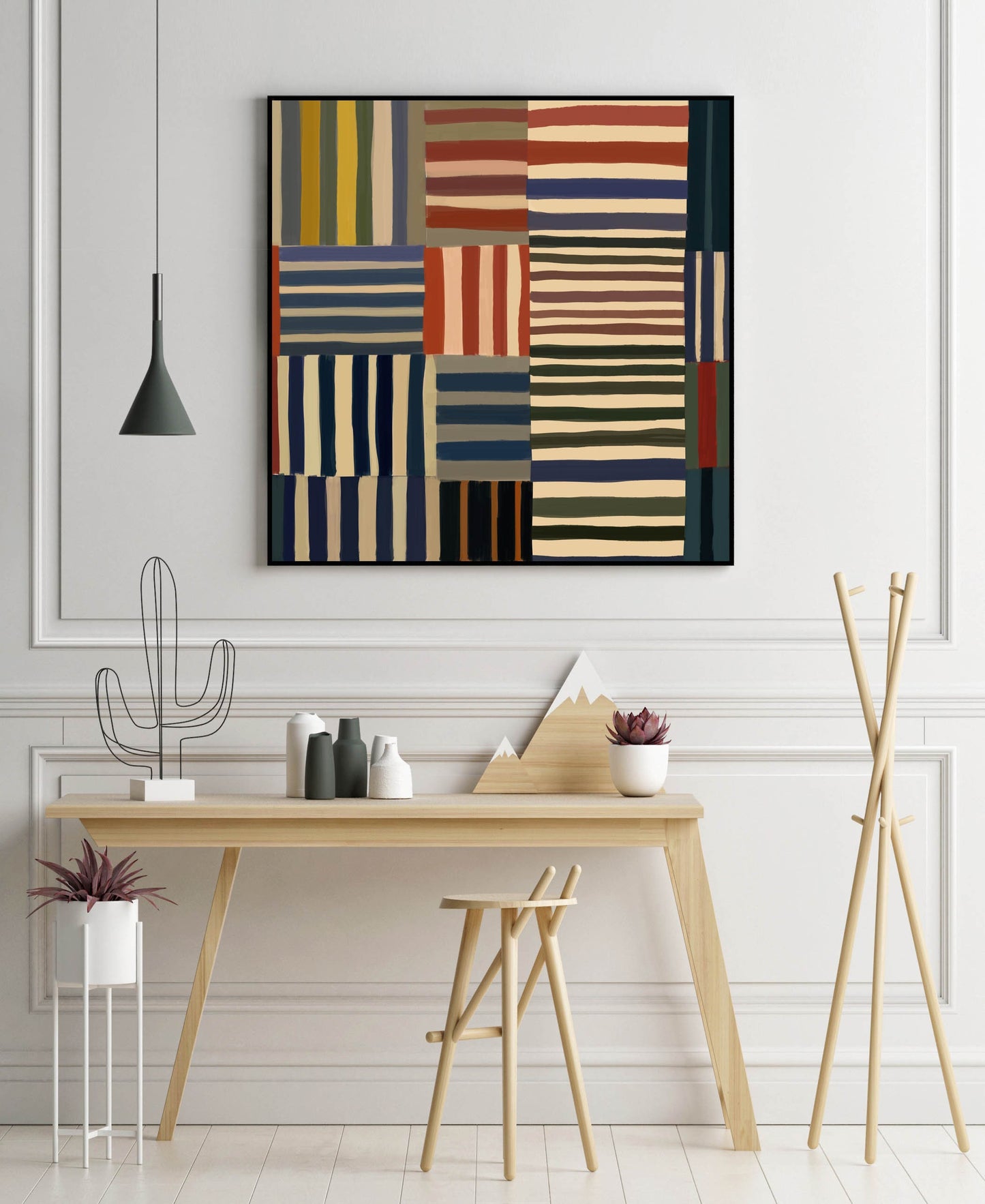 Bold Colorful Striped Abstract Square Art Print